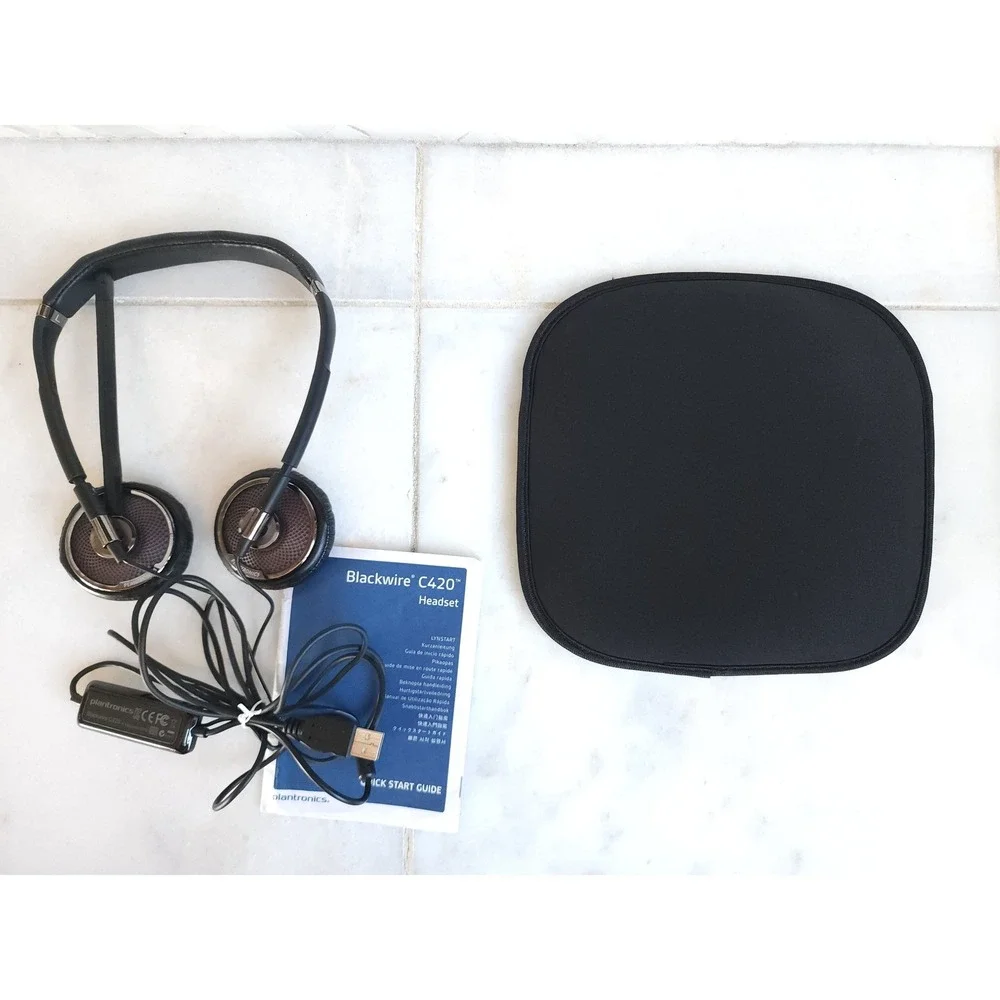 Plantronics Blackwire C420 Headband Headset Black USB-A Corded + Carry Case